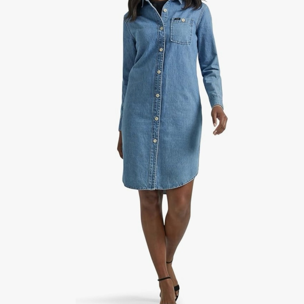 Lee Blue Buttoned Long Sleeve Dress